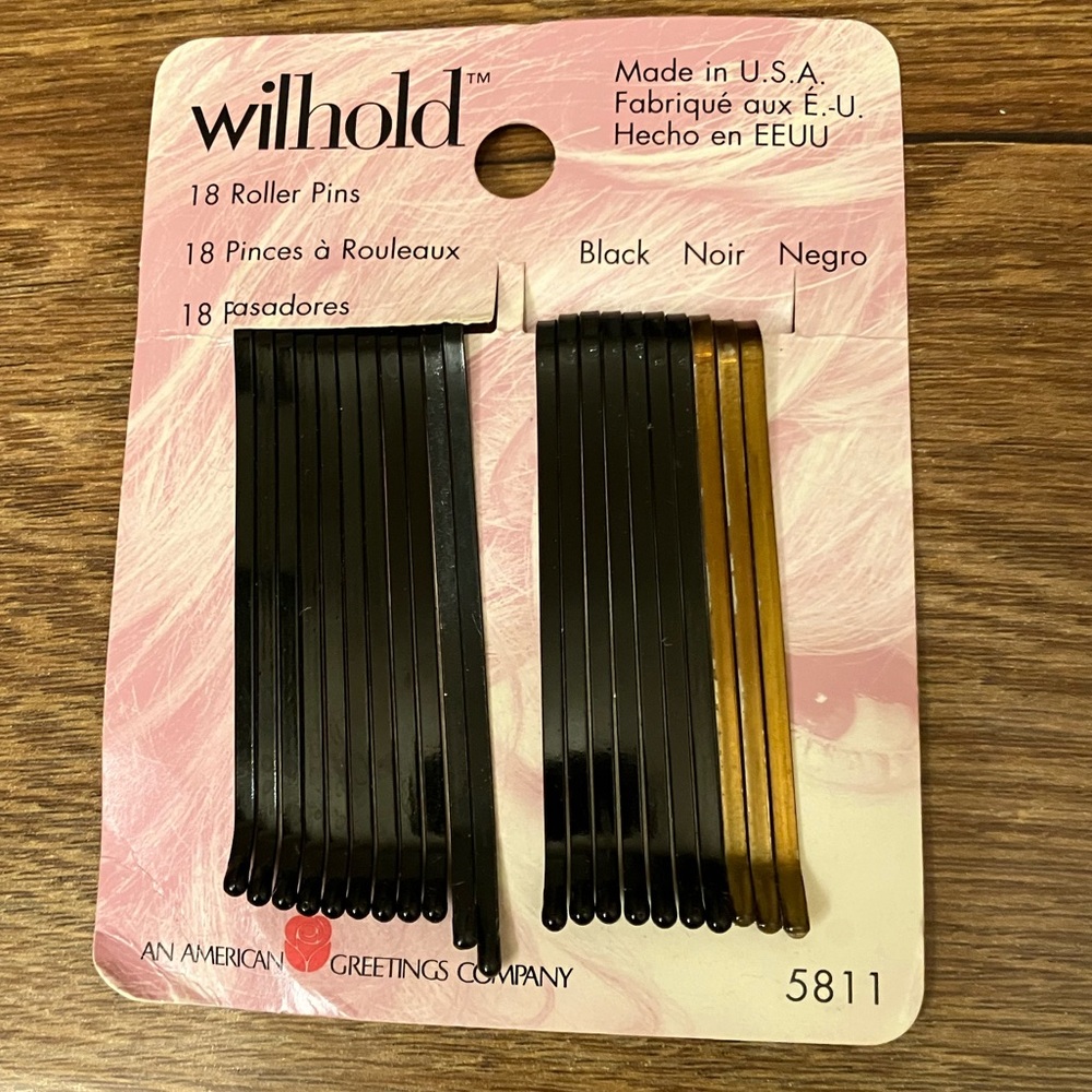 Vintage Bobby Pins Wil-Hold Rubber Tip Roller Pins 21 Pins on Card